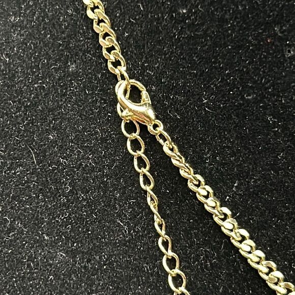 Double Happy Face Gold Tone Necklace, 18” - Picture 4 of 6